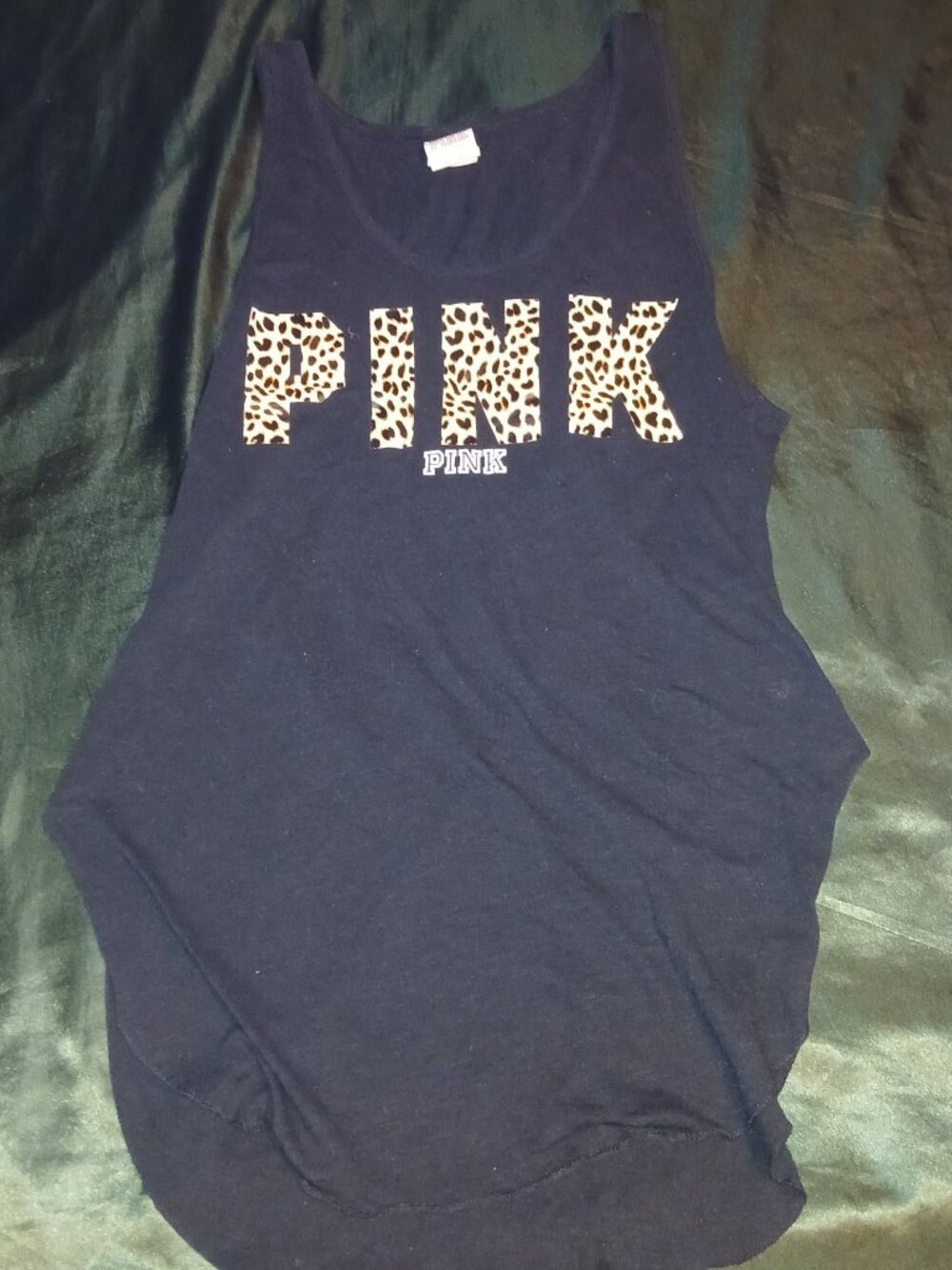 Victoria's Secret PINK Navy Tank Top - Leopard Lettering, XS